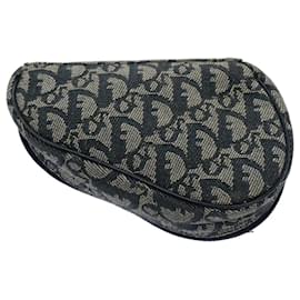 Christian Dior-Christian Dior Trotter Canvas Saddle Pouch Navy Auth 59616-Navy blue