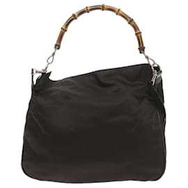 Gucci-GUCCI Bamboo Shoulder Bag Nylon Black 001 1781 1577 Auth ep2348-Black
