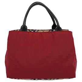 Burberry-BURBERRY Hand Bag Nylon Red Auth yb435-Red