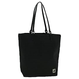 Fendi-FENDI Zucchino Canvas Tote Bag Black Auth 60280-Black