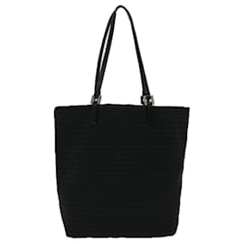 Fendi-FENDI Zucchino Canvas Tote Bag Black Auth 60280-Black