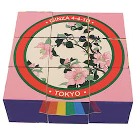 Gucci-GUCCI Puzzle Web Sherry Line GINZA Wood Pink Red Green Auth bs10240-Pink,Red,Green