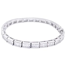 inconnue-Line bracelet, white gold and baguette-cut diamonds.-Other