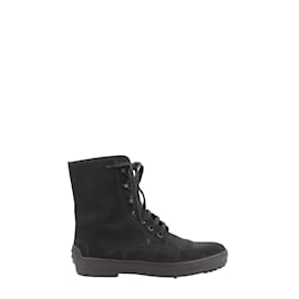 Tod's-Suede Lace Up Boots-Black