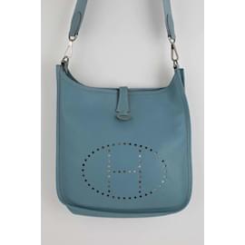 Hermès-Evelyne leather shoulder strap-Blue
