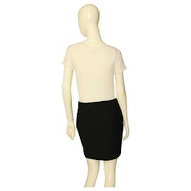 Romeo Gigli-Romeo Gigli Black Pencil Virgin Wool Side Zipper Short Mini Length Skirt Size 42-Black