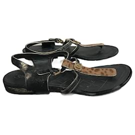 Chanel-CHANEL Sandalen T.EU 37 Leder-Schwarz