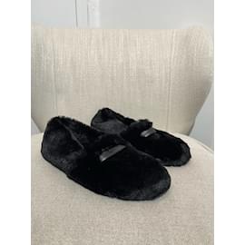 Gianvito Rossi-GIANVITO ROSSI  Ballet flats T.eu 37 Faux fur-Black