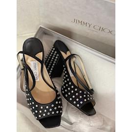 Jimmy Choo-JIMMY CHOO  Sandals T.eu 37.5 leather-Black