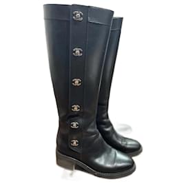Chanel-CHANEL  Boots T.eu 38 leather-Black