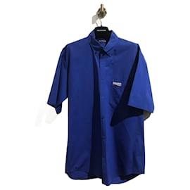 Balenciaga-BALENCIAGA Tops Camiseta.Algodón Internacional XS-Azul