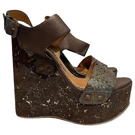 Sandales LANVIN T.EU 38 Cuir Marron