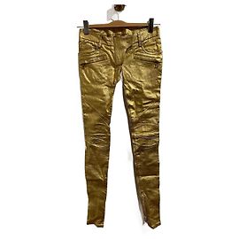 BALMAIN Pantalone T.fr 34 Leather Blu