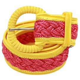 Stephan Janson Corda trançada rosa e amarela em viscose tamanho de cinto feminino 44 Rosa Amarelo