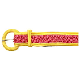 Stephan Janson-Stephan Janson Pink & Yellow Braided Rope Viscose Women's Waist BELT size 44-Pink,Yellow