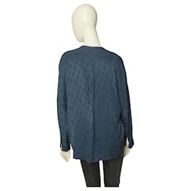 Zadig & Voltaire-Zadig & Voltaire Tine JacDeluxe Blusa túnica de seda jacquard azul - Tamanho M-Azul