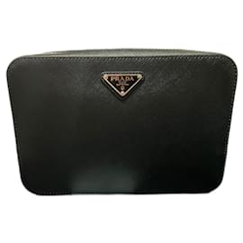 Prada-Prada Saffiano Leather Clutch-Black
