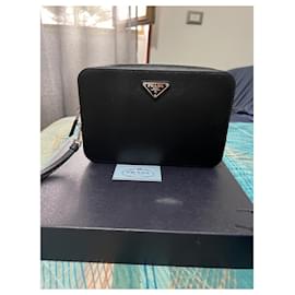 Prada-Prada Saffiano Leather Clutch-Black