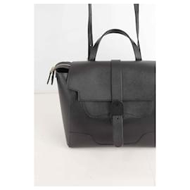 Autre Marque-Leather Sling Backpack-Black