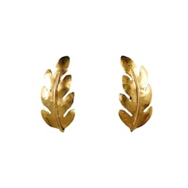 Salvatore Ferragamo-Salvatore Ferragamo Leaf Earrings-Golden