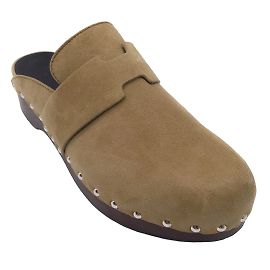 Hermès Hermes Beige Gobi Daim Chèvre Calya Mules / Sabots Beige