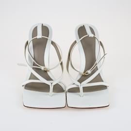 Autre Marque-White Stretch Ankle Strap Sandals-White