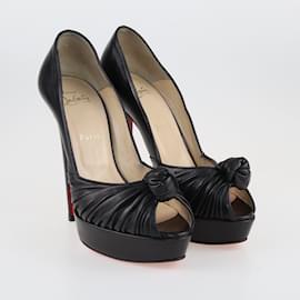 Christian Louboutin-Zapatos de tacón con plataforma peep toe y nudo Jenny negros-Negro