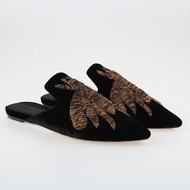SANAYI 313 Schwarze, mit Spinnen bestickte Mules Schwarz