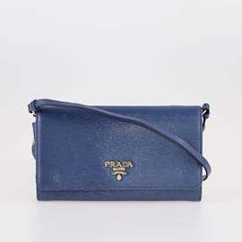 Prada-Blue Vitello Move Wallet On Chain-Blue