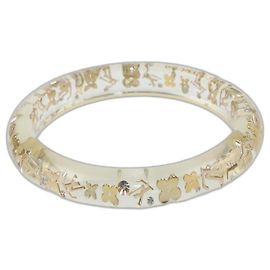 Louis Vuitton Clear Resin Gold Tone Monogram Bangle Bracelet Golden