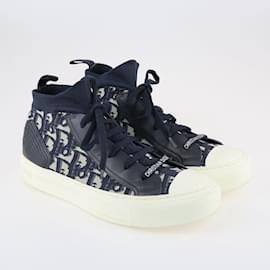 Christian Dior-Navy Blue Oblique Walk'n'Dior High Top Sneakers-Blue