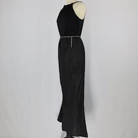 Chanel-Vestido largo con hombros de cadena negro-Negro