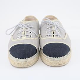 Chanel-Black/Grey Lace Up Espadrilles Sneakers-Black