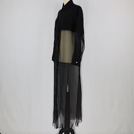 Hermès-Robe longue noire à manches longues avec poches-Noir