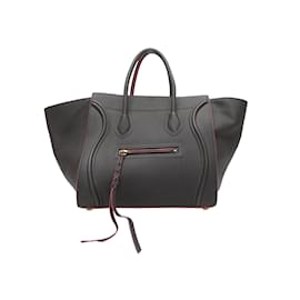 Céline-Charcoal & Red Celine Small Phantom Luggage Bag-Red