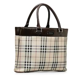 Burberry-Brown Burberry House Check Tote-Brown