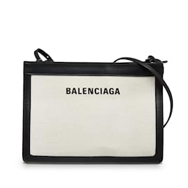 Balenciaga-Balenciaga Pochette à bandoulière bleu marine blanc-Blanc