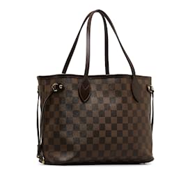 Louis Vuitton-Sac cabas marron Louis Vuitton Damier Ebene Neverfull PM-Marron