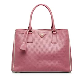 Prada-Pink Prada Perforated Saffiano Handbag-Pink
