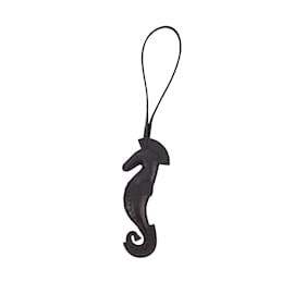 Hermès-Schwarzer Hermes Milo Seahorse So Black Taschenanhänger-Schwarz
