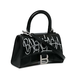 Balenciaga-Schwarze Balenciaga XS Hourglass Graffiti Top Handle Bag Satchel-Schwarz