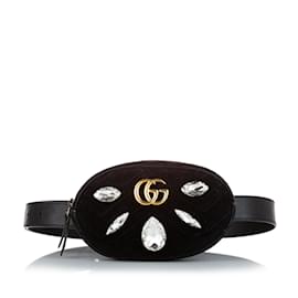 Gucci-Black Gucci GG Marmont Velvet Belt Bag-Black