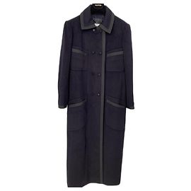 Cappotto Chanel in cashmere nero e blu Nero Blu