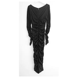 Dolce & Gabbana-Dolce & Gabbana Vestido midi de crepé fruncido negro-Negro