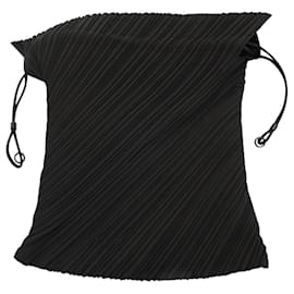 Pleats Please Black Pleated Drawstring Backpack Black