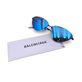 Balenciaga-Mirrored Cat Eye Sunglasses BB0105S 61/12 145mm-Blue