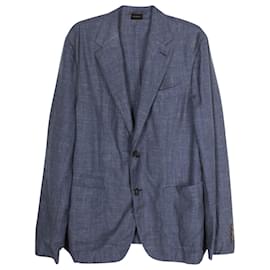 Ermenegildo Zegna-Blue Cashmere-Blend Single-Breasted Blazer-Blue