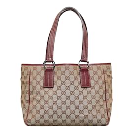 Gucci-GG Canvas Tote Bag 113019-Braun