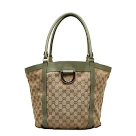 Gucci-GG Canvas Abbey D-Ring Tote Bag 211982-Brown