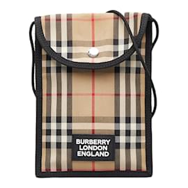 Burberry-House Check Cotton Phone Crossbody Bag-Brown
